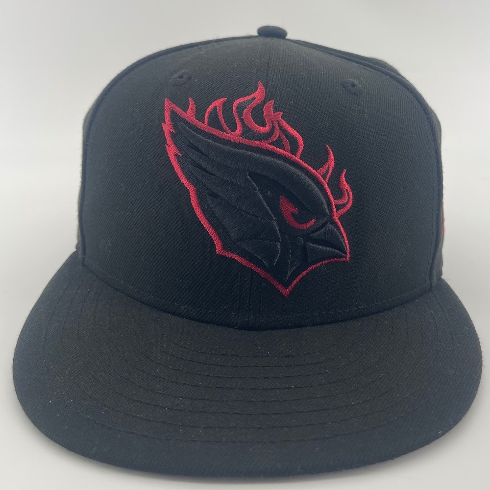 Arizona Cardinals New Era Fitted Hat Mens 7 5/8 Black Red Flame 59FIFTY Cap